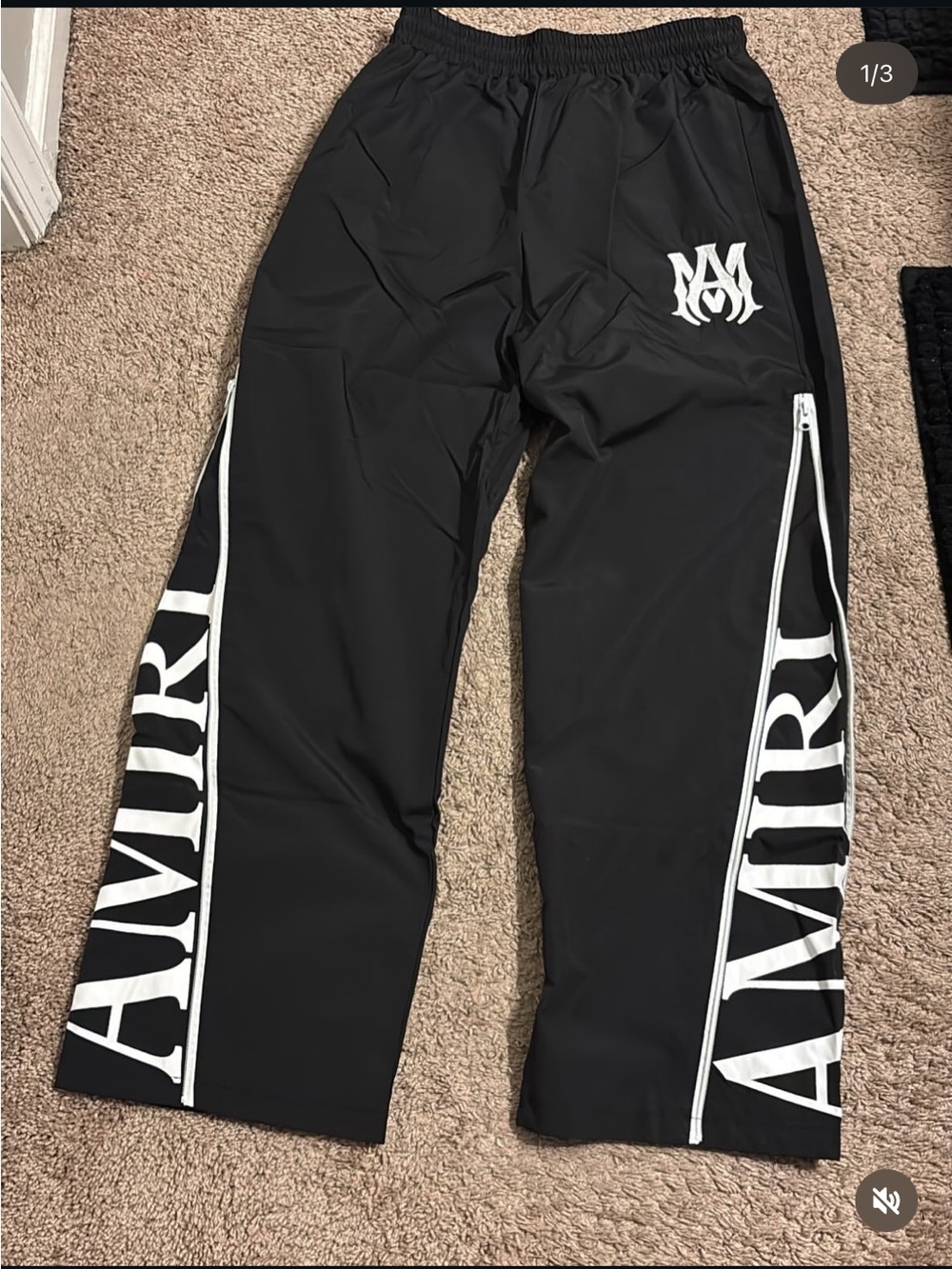 AMIRI Black Swim Pants with White Logo Side Panels